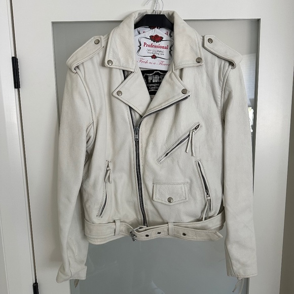 FIRST Genuine Leather White Leather Jacket Men’s Large - Picture 1 of 16